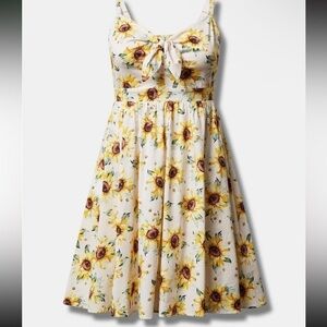 Torrid Sunflower Print Midi Dress - Yellow and White